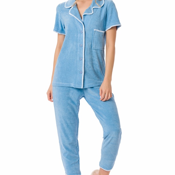 Suvi NYC women's 3-piece short-pants and jacket pajama set . Terry Cotton - Picture 2 of 15